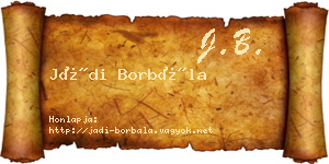 Jádi Borbála névjegykártya